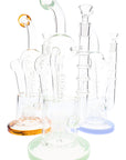 Spiral Quad Recycler Bong “Twist Flow” – Sprinkler Perc – 13½″ – Assorted Colors
