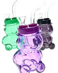 Colored Glass Bear Bong “Honey Puff” – 4″