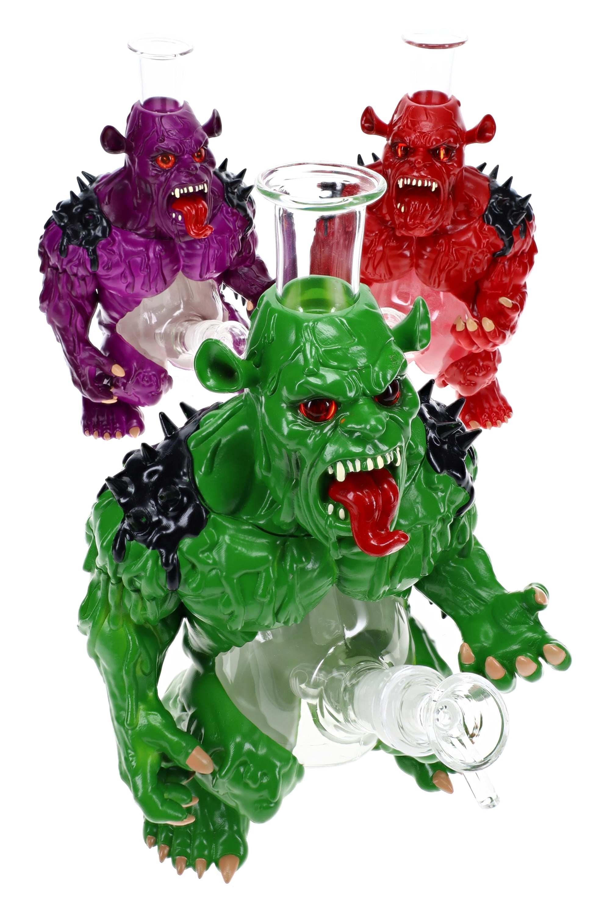 Glass &amp; Plastic Monster Bong “Beast Mode” – 10½″ – Assorted Colors