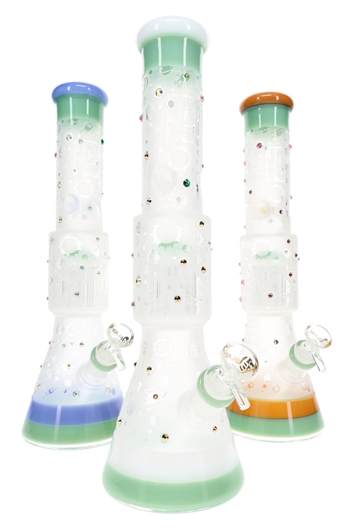 6B Glass Frosted Space 10-Arm Tree Perc Beaker Bong – 14.5″ – Assorted