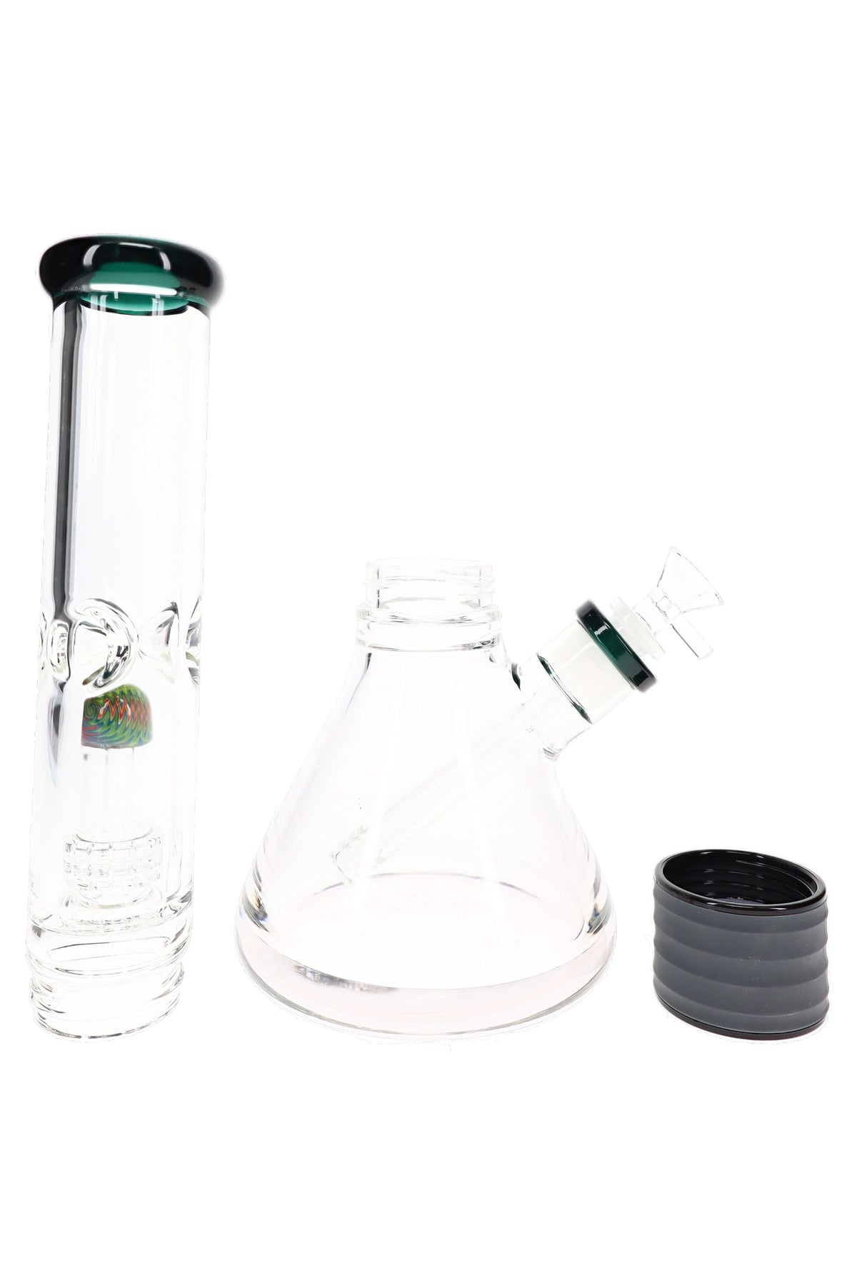 Two-Part Dome Matrix Glass Beaker Bong “Split Stack” – 15½″