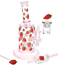 Pulsar Fruit Series Strawberry Cough Glow In The Dark Dab Rig Kit - 8" / 14mm F