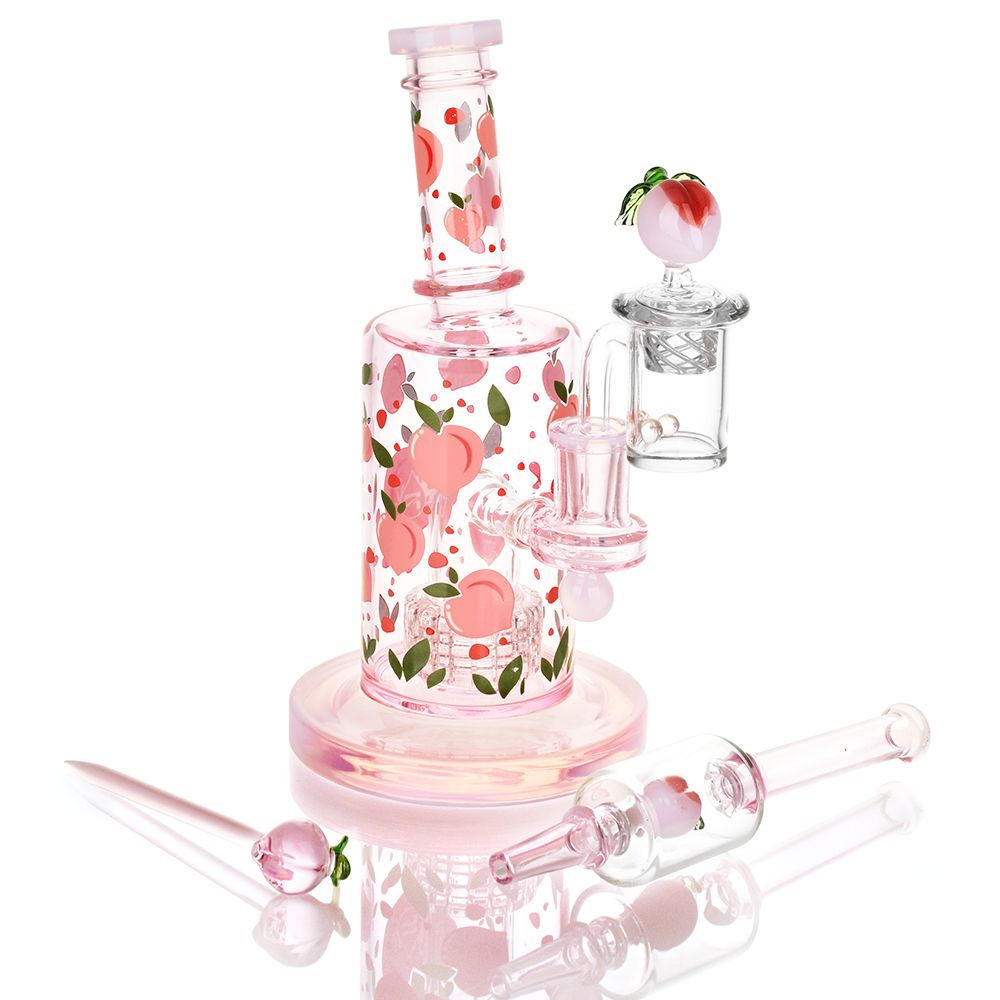 Pulsar Fruit Series Peaches &amp; Cream Glow in The Dark Dab Rig Kit - 8" / 14mm F