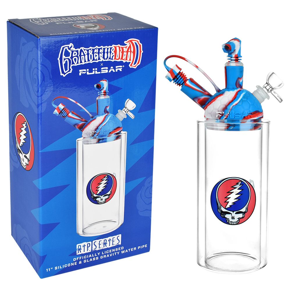 Grateful Dead x Pulsar Silicone &amp; Glass Gravity Water Pipe - 11"/14mm F