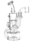 Pulsar Debonaire Diamond Triple Perc Glass Recycler Dab Rig - 9" / 14mm F / Clear