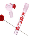 Pulsar Valentine's XOXO Glass Beaker Water Pipe & Hand Pipe Set - 10" / 14mm F
