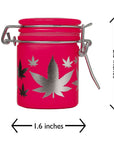 AIRTIGHT GLASS SILVER LEAVES STASH JAR WITH CLAMP LID