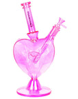 Pulsar Diamond Faceted Heart Glass Water Pipe - 11.75" / 14mm F / Pink