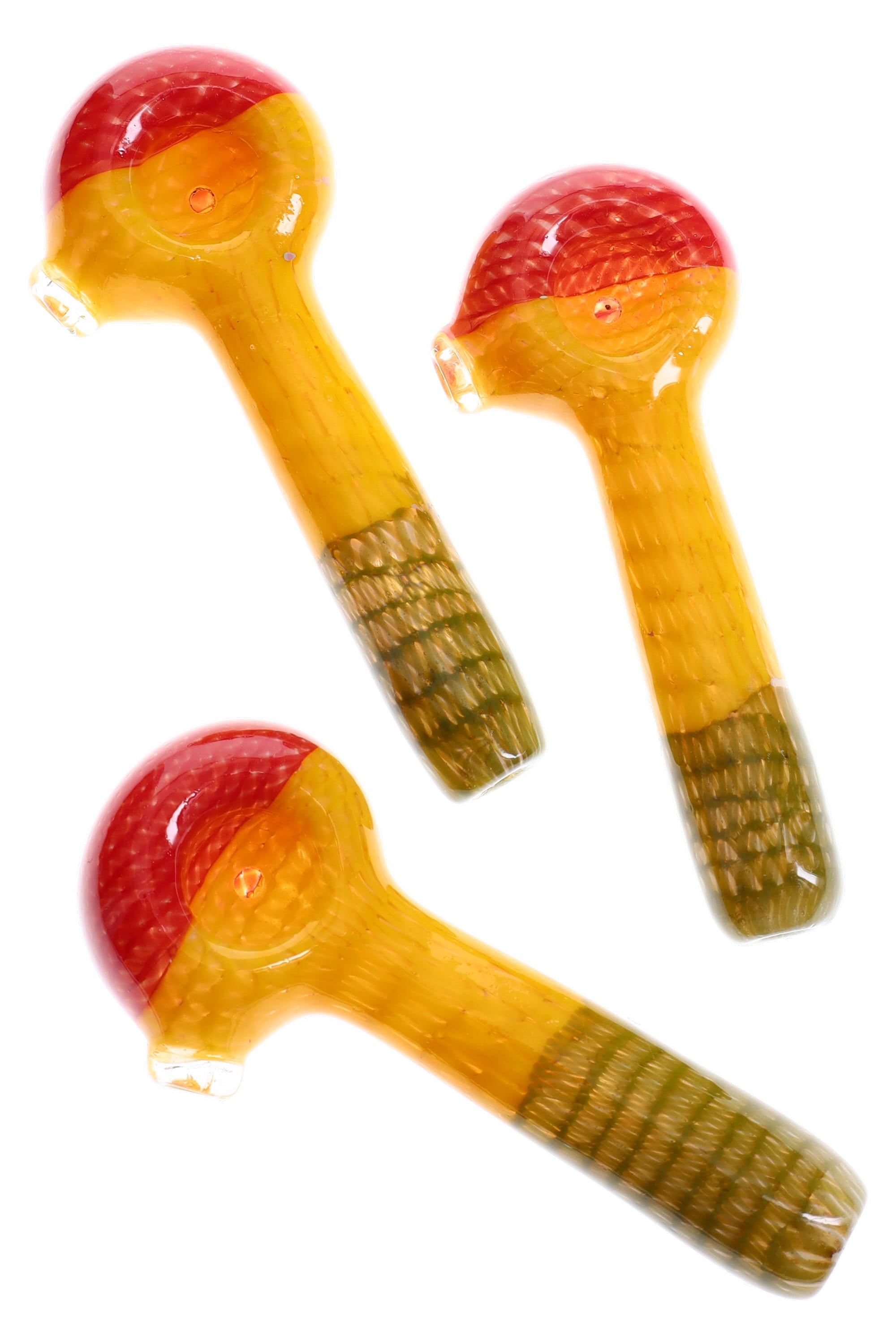 Silver Fumed Raked Rasta Spoon “Rasta Ripple” – 4½″ – Assorted Colors