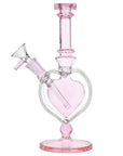 Pulsar Pink Heart Chalice Glass Water Pipe - 9" / 14mm F