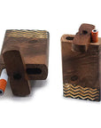 Handmade Wooden Wave Pattern Dugout w/ One Hitter: The Only Smoking Accessory You'll Ever Need