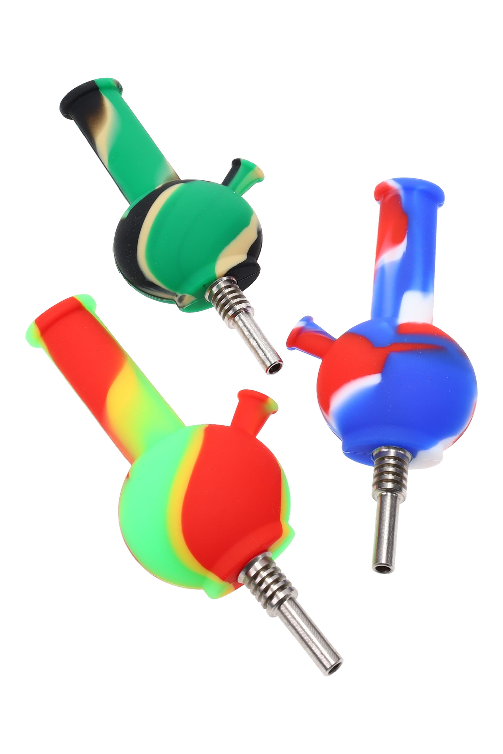Silicone Water Pipe &amp; Dab Straw “Pocket Hybrid” – 4½″ – Assorted Colors