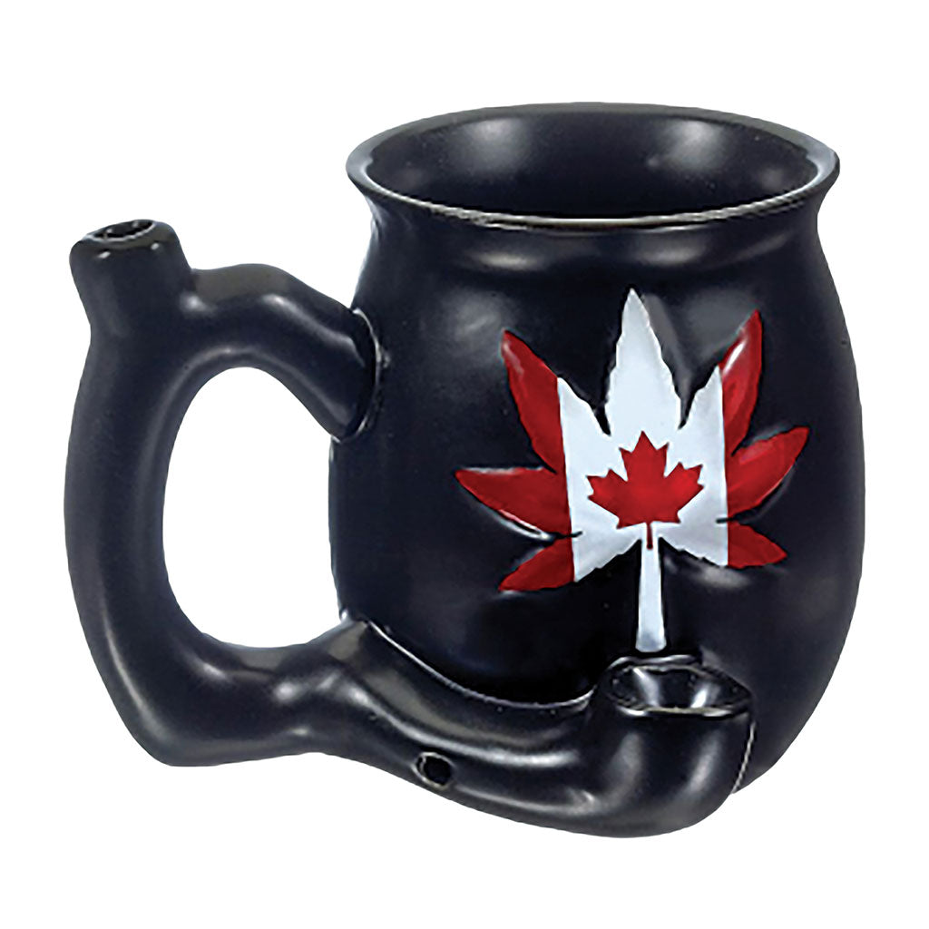 CANADIAN LEAF ON BLACK CHUBBY PREMIUM ROAST &amp; TOAST PIPE MUG