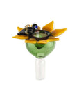 Custom Glass 14mm Sunflower Flower Bowl with Honeybee