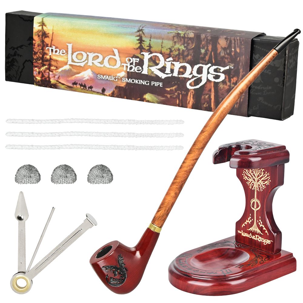 Pulsar Shire Pipes x LoTR SMAUG Pipe &amp; MIDDLE-EARTH Pipe Stand Bundle - 11.5"