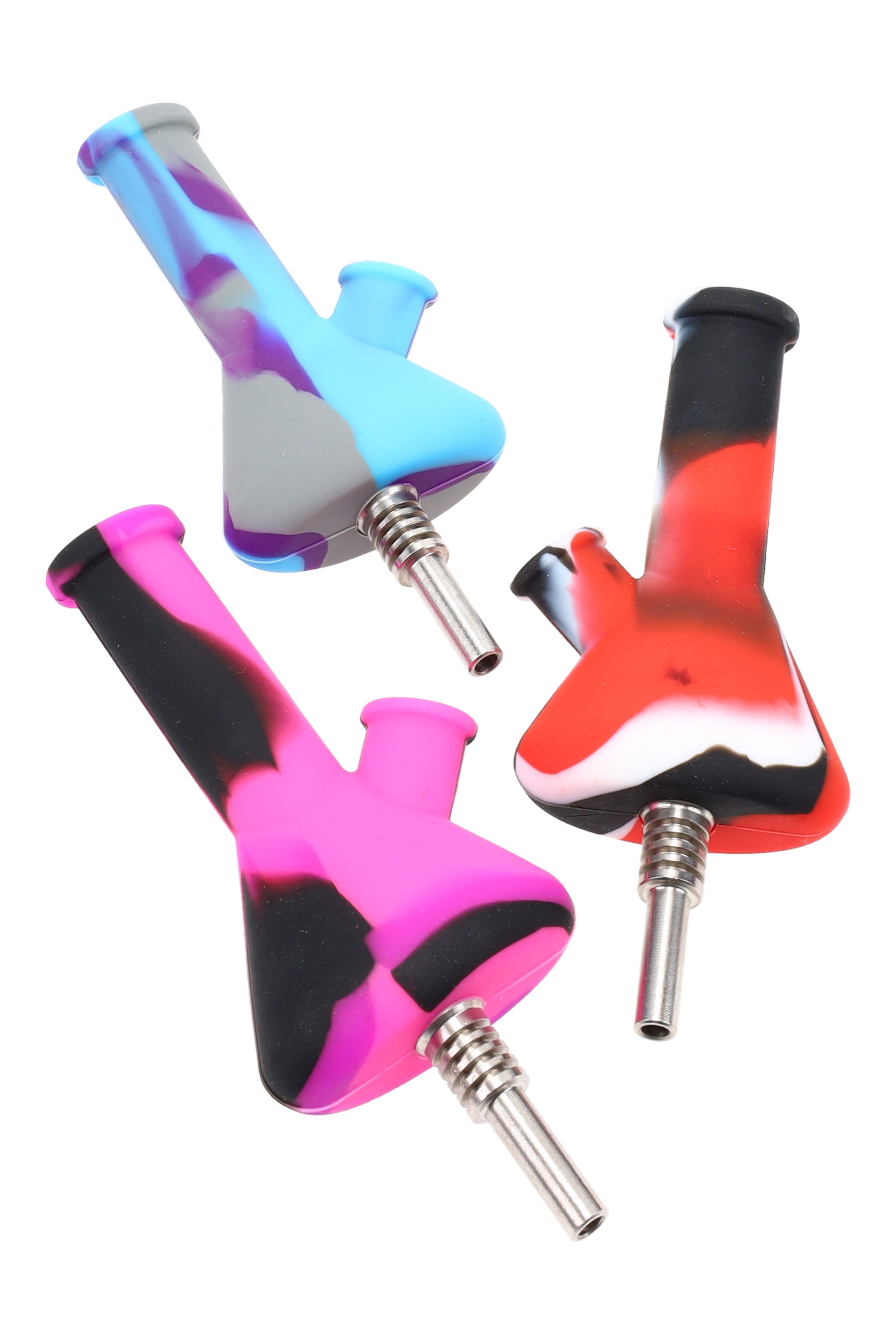 Silicone Water Pipe &amp; Dab Straw “Pocket Hybrid” – 4½″ – Assorted Colors