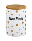 GOOD VIBES GOLD POLKA DOTS DELUXE CANISTER STASH JAR