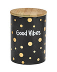 GOOD VIBES GOLD POLKA DOTS DELUXE CANISTER STASH JAR