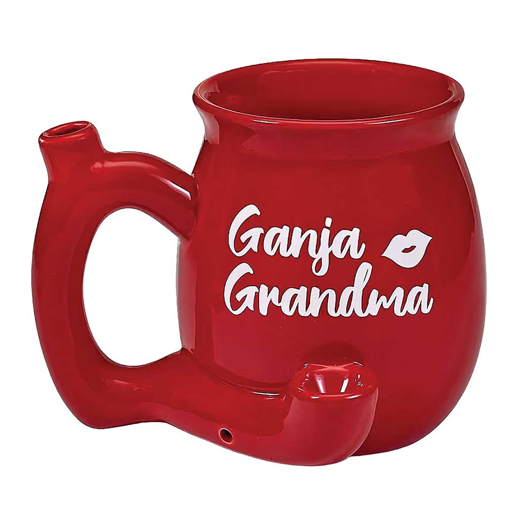 GANJA GRANDMA ON RED CHUBBY PREMIUM ROAST &amp; TOAST PIPE MUG
