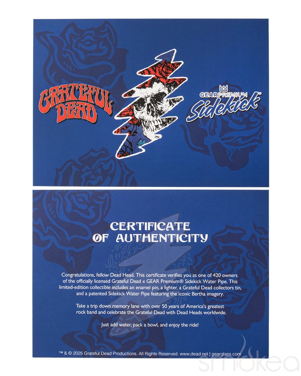 GEAR Premium x Grateful Dead 12" 7mm Limited Edition Bertha Sidekick Bong