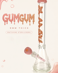 THE GUMGUM 9mm 18" thick pink top colored beaker bong+ matching stem and bowl