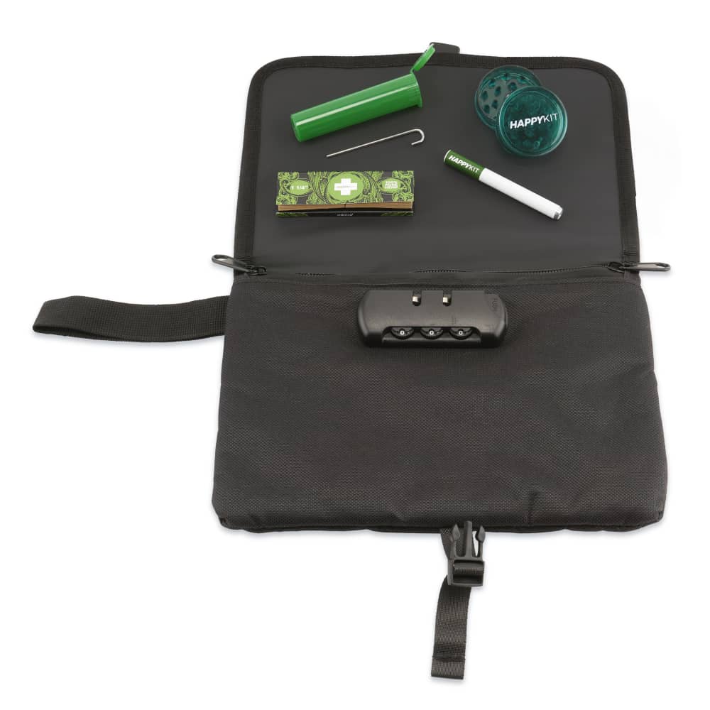 Happy Pouch Dry Herb by Happy Kit All-in-One Smell Proof Travel Smoking Kit
