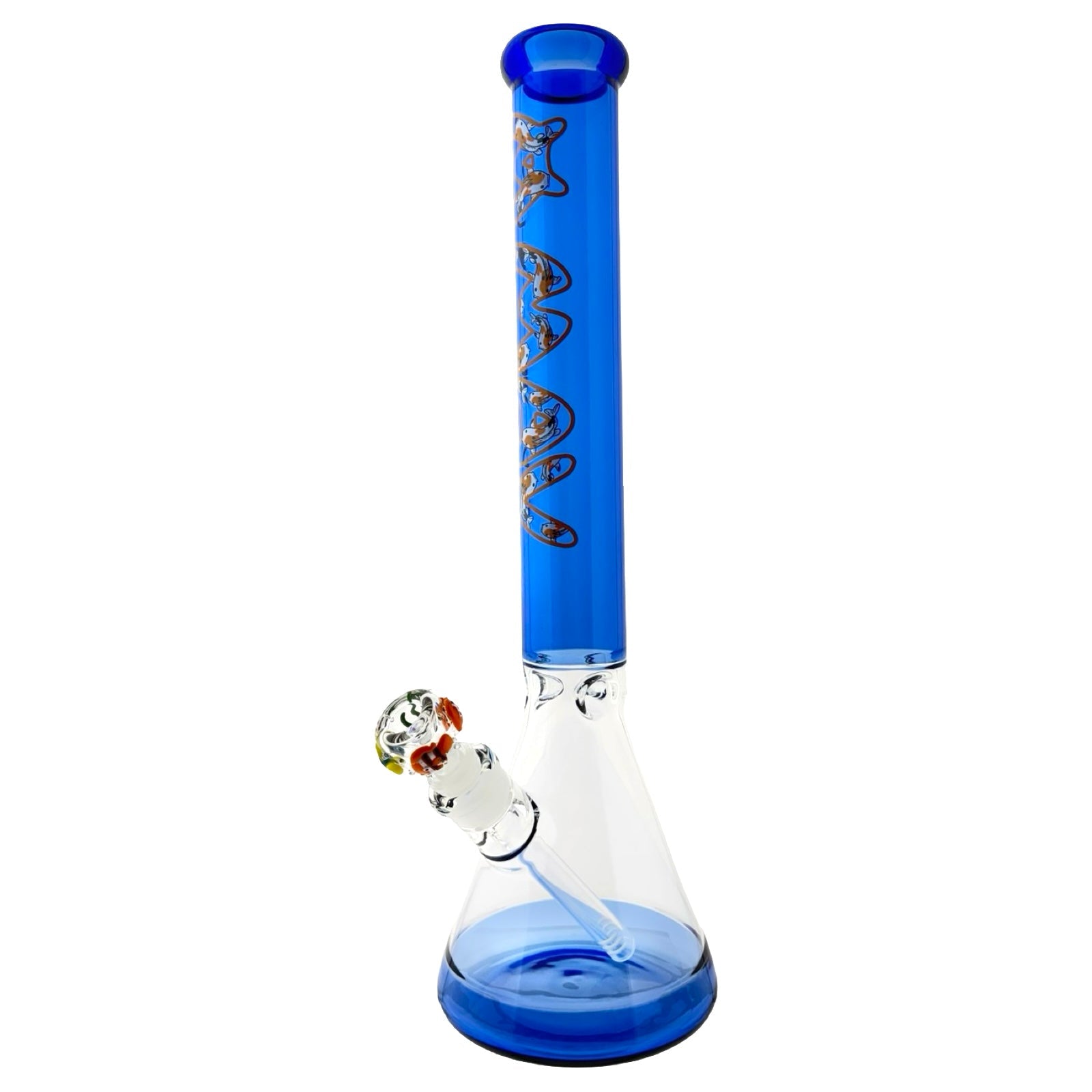 Ink Blue Koi 18" Full Color Beaker Bong x Empire Glassworks Fishbowl Bowl