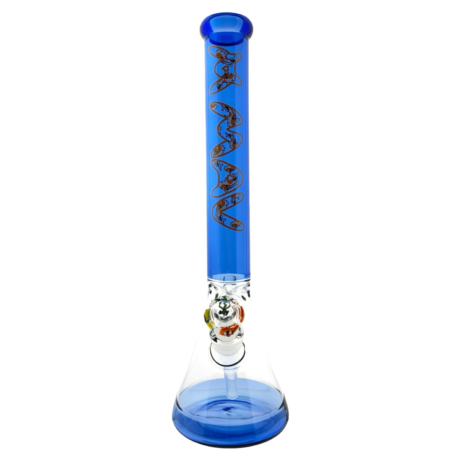 Ink Blue Koi 18" Full Color Beaker Bong x Empire Glassworks Fishbowl Bowl
