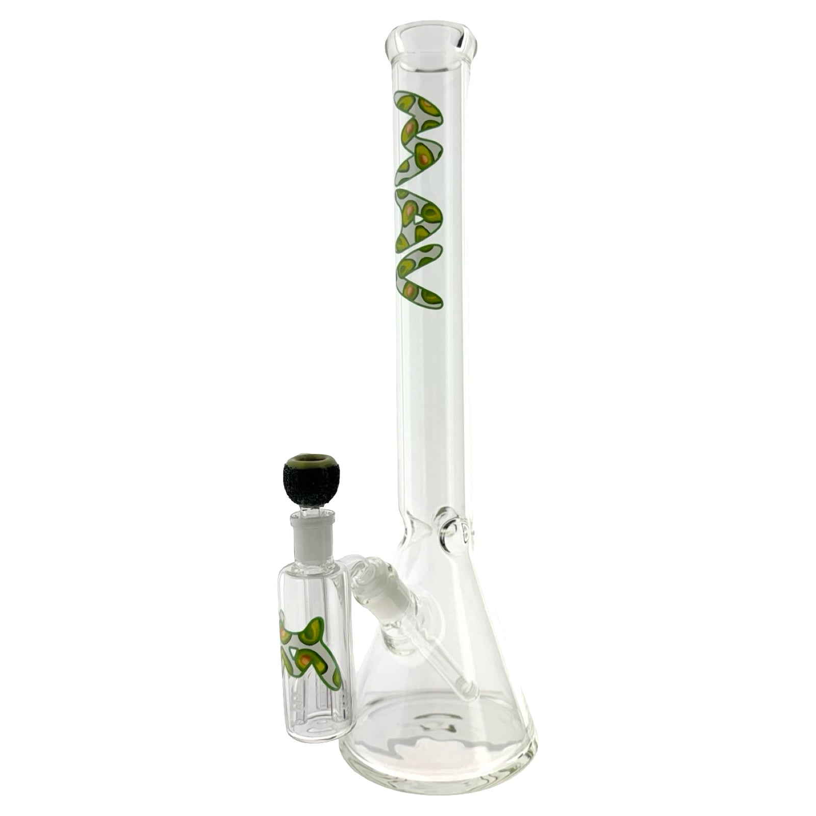 18" x 5mm Happy Avocado Beaker Bong + Ash Catcher Combo x Empire Glassworks Avocado bowl