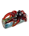 Custom Glass 5” Gold Fumed Red Octopus Hand Pipe