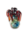 Custom Glass 5” Gold Fumed Red Octopus Hand Pipe
